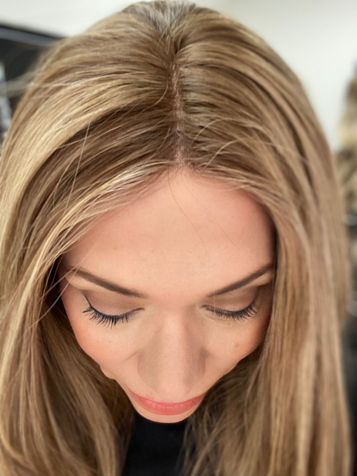 HUMAN HAIR HAND TIED MONO TOP W/ LACE FRONT WIG STOCK # JL3-362.14