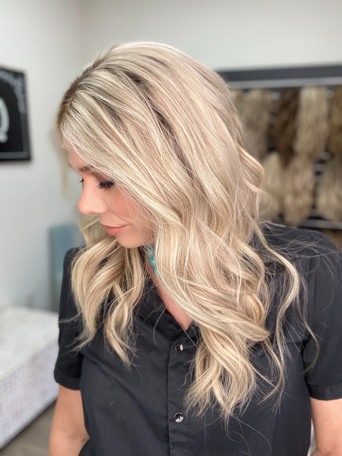 HUMAN HAIR HAND TIED DOUBLE MONO TOP WIG (MEDIUM CAP) # 8751