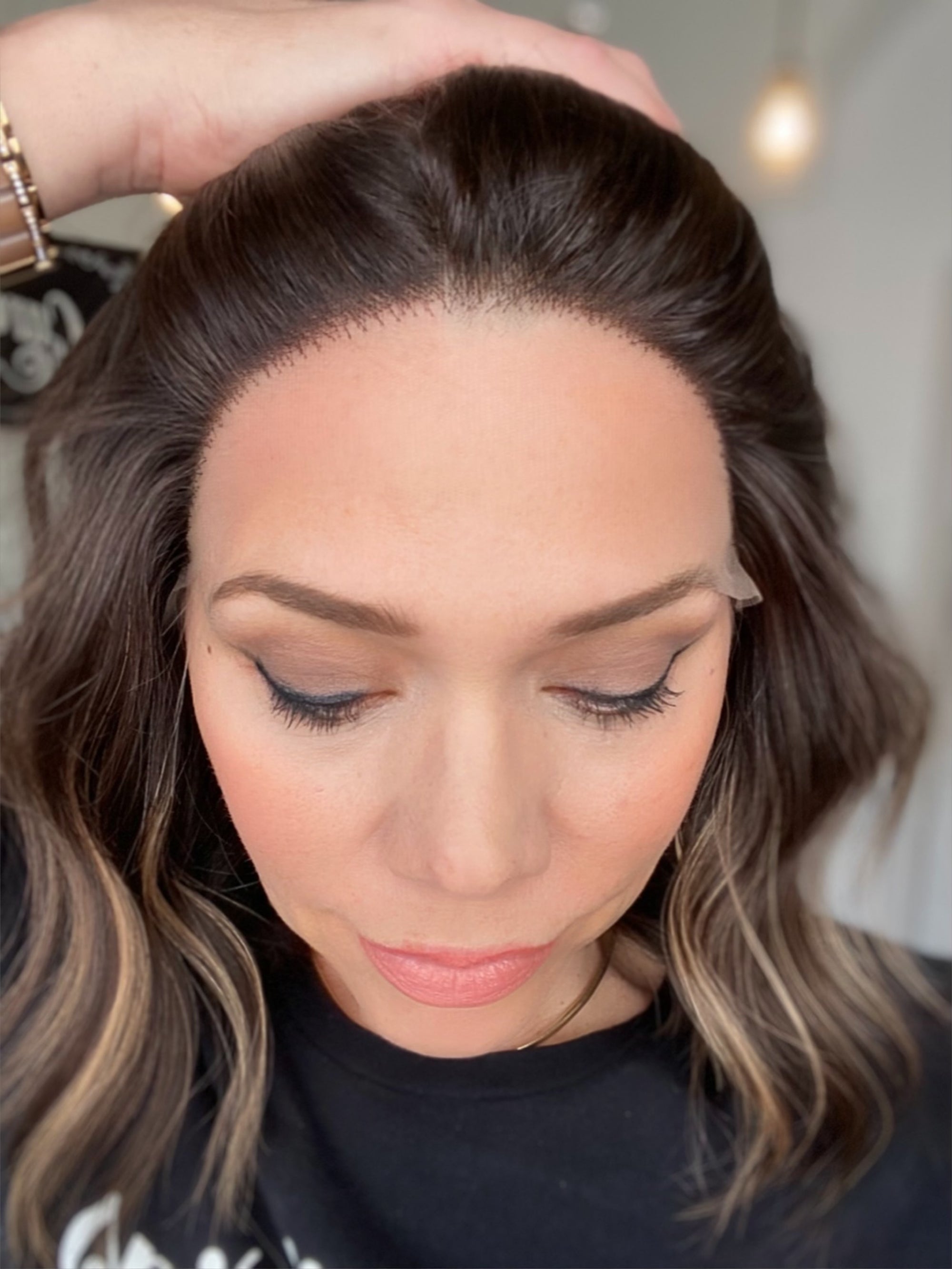 STOCK # LM412.6 GARDEAUX DELUXE DOUBLE LACE TOP SILICONE LINED WIG (MEDIUM CAP)