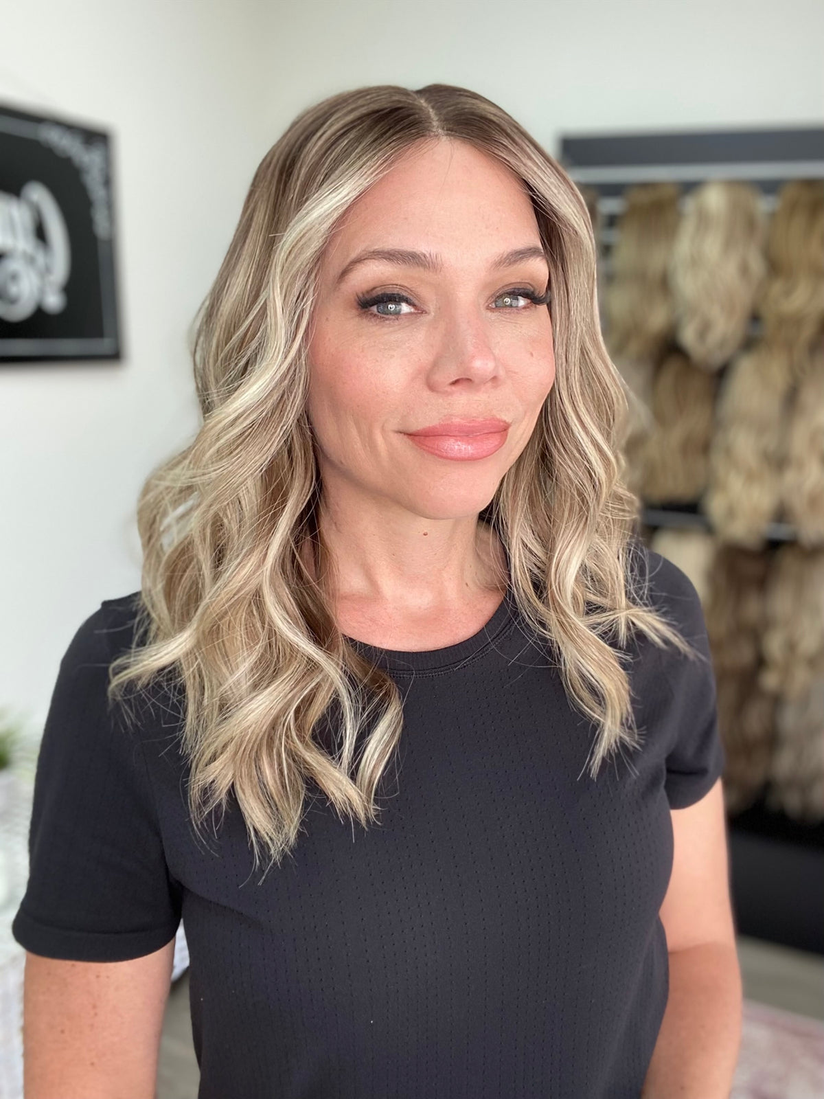 HUMAN HAIR HAND TIED MONO TOP W/ LACE FRONT WIG (MEDIUM CAP) # 8756