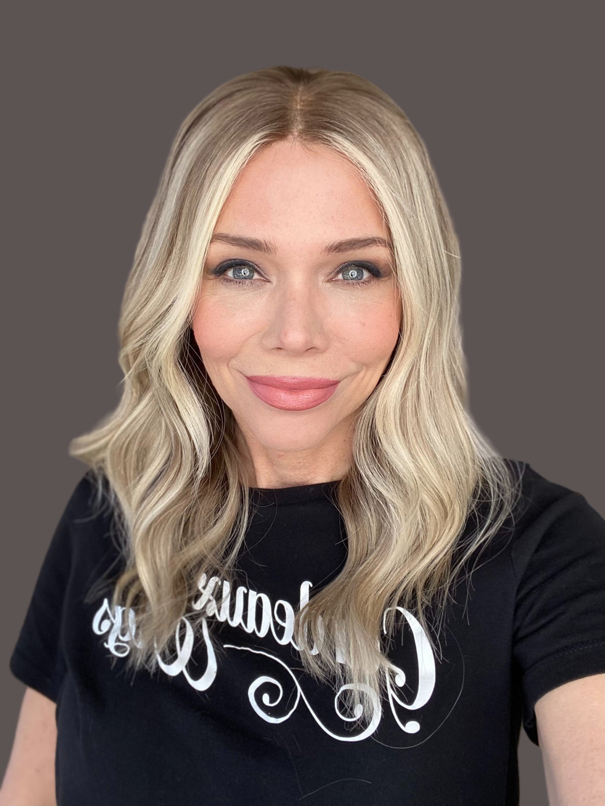 Shoulder length human hair Blonde Balayage cool toned wig 