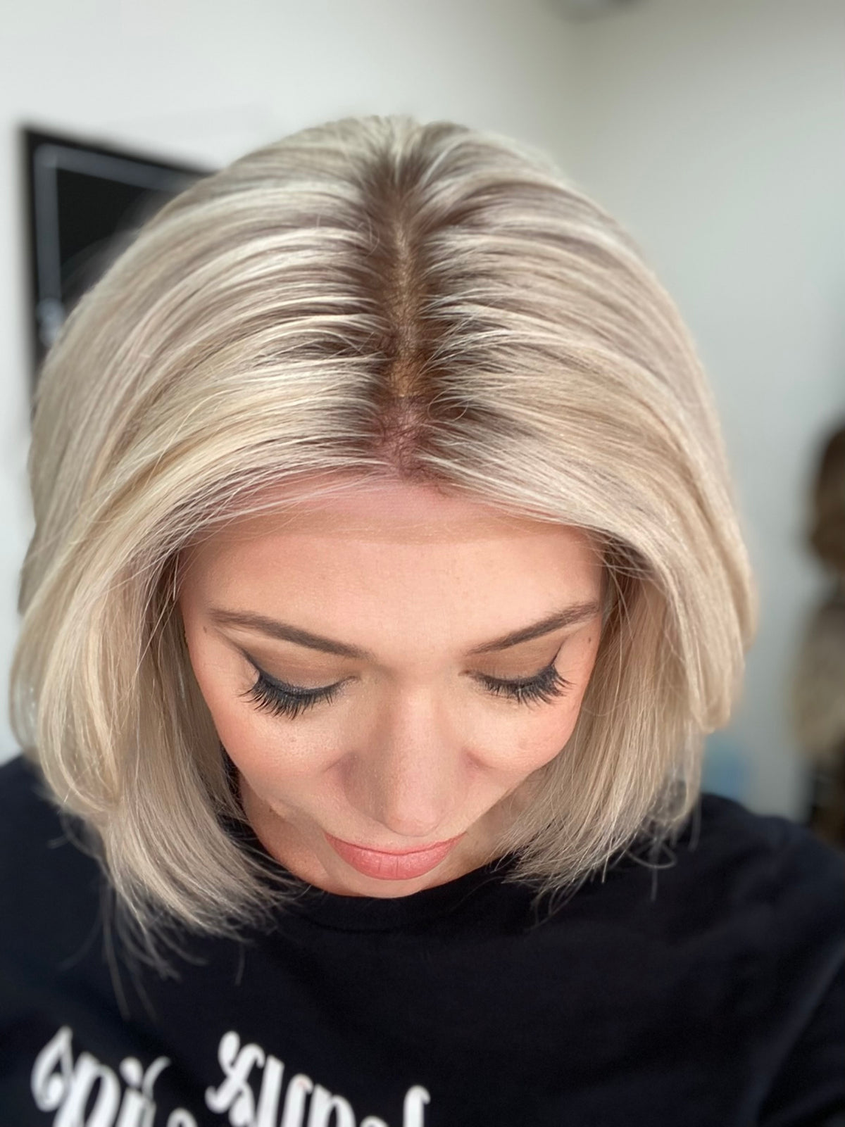 HUMAN HAIR EUROPEAN HAND TIED SHORT MONO TOP WIG (MEDIUM CAP) #8761