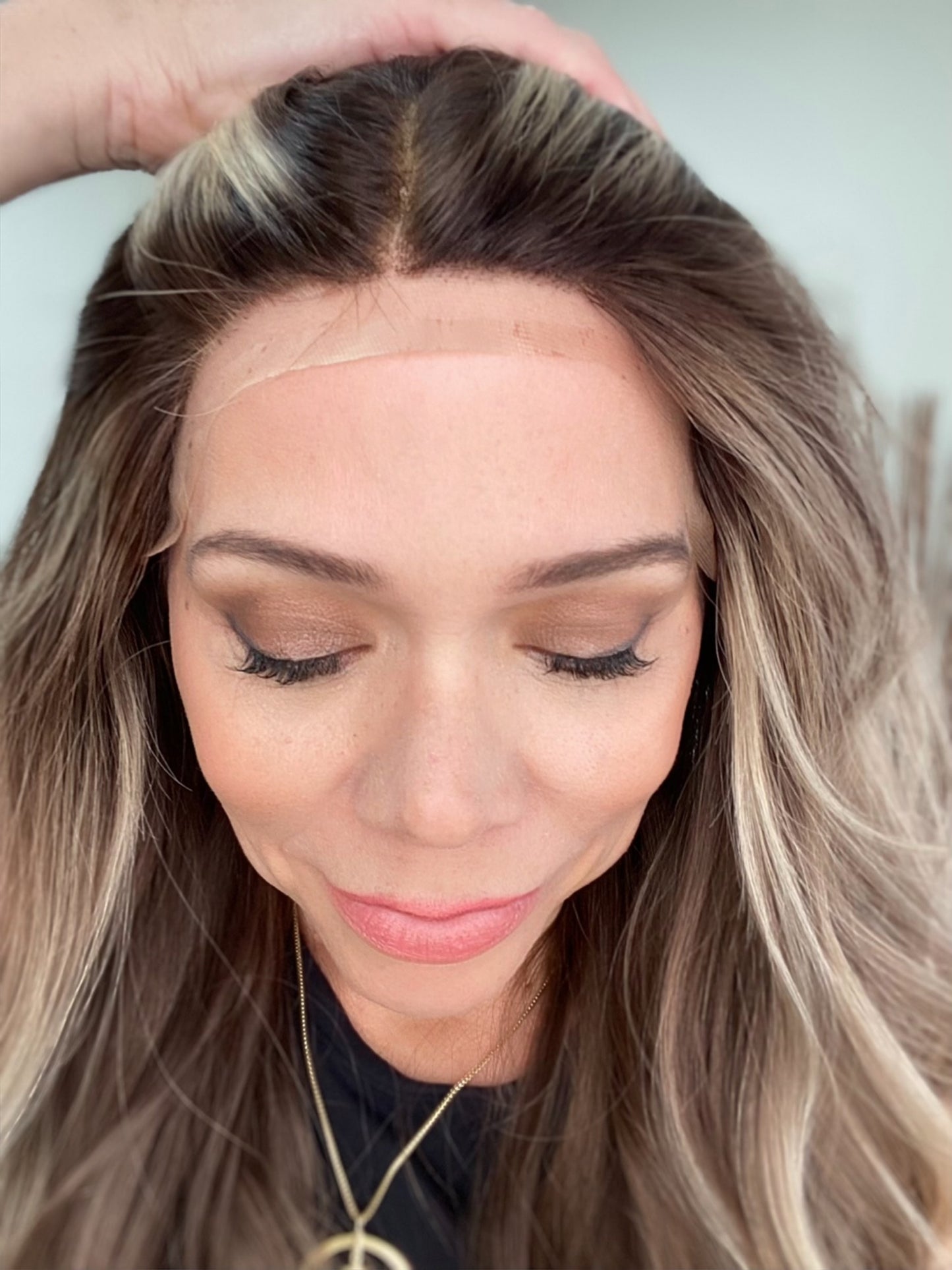 HUMAN HAIR HAND TIED DOUBLE LACE TOP WIG (MEDIUM CAP) # 8694