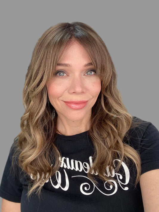Hand tied mono top human hair wig brunette