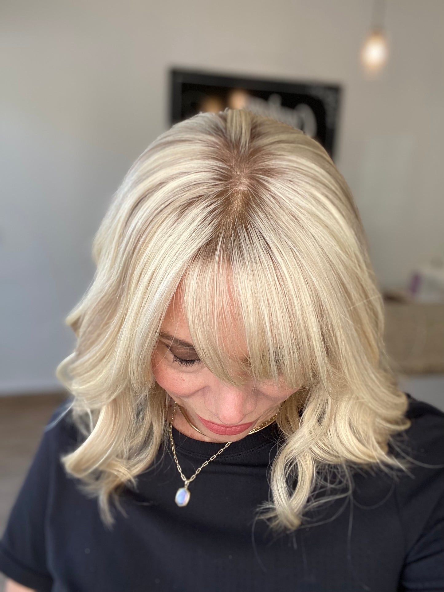 HUMAN HAIR  HAND TIED MONO TOP WIG (SMALL CAP) # G-8560