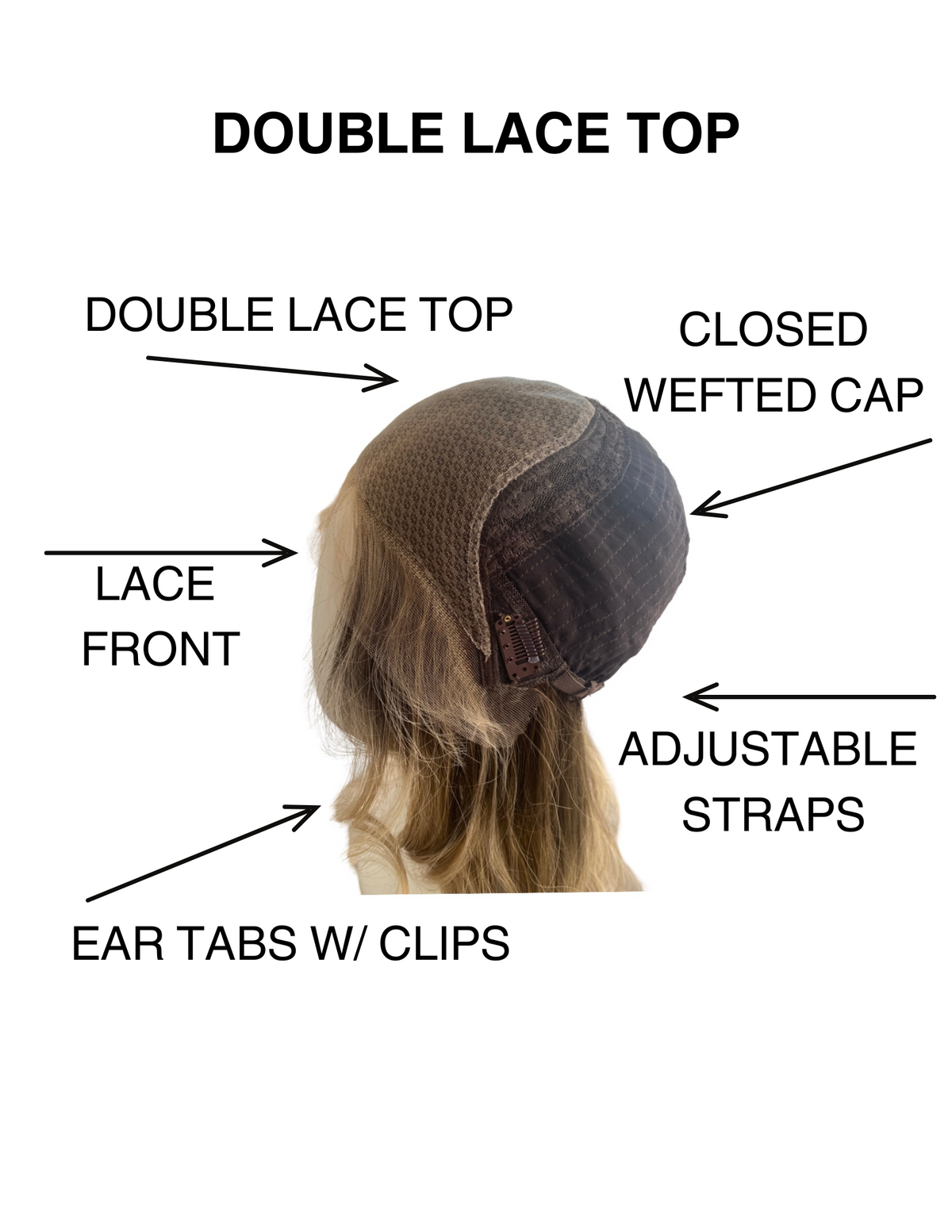 HUMAN HAIR DOUBLE LACE TOP WIG (MEDIUM CAP) # 8593