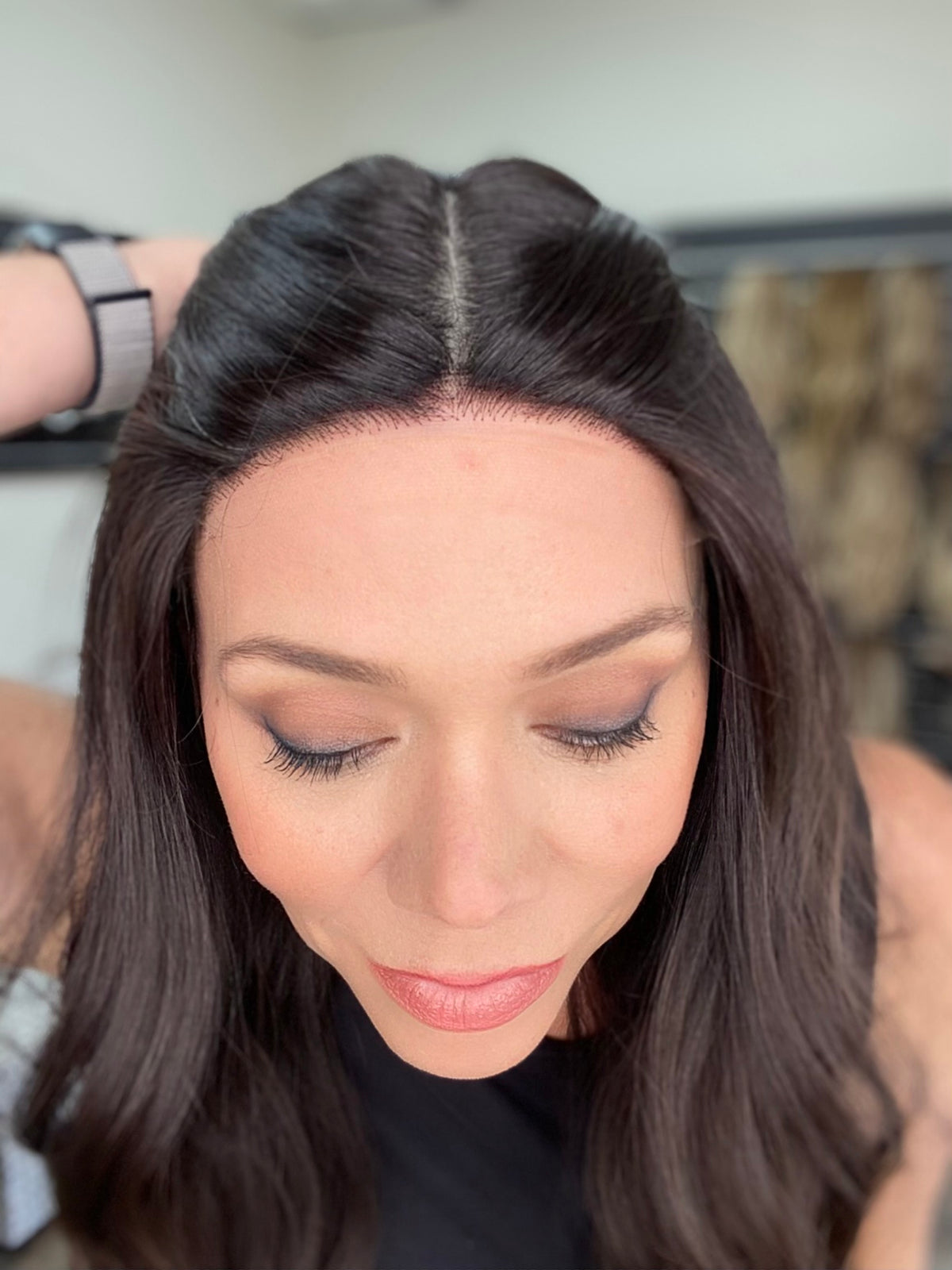 HUMAN HAIR DELUXE HAND TIED CONTOUR CAP WIG STOCK # BM-2.16 (SMALL CAP)
