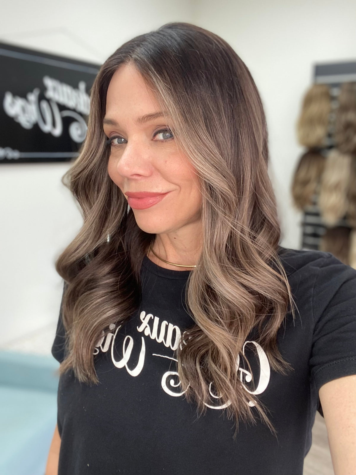 HUMAN HAIR LACE TOP WIG (MEDIUM CAP) # 8777