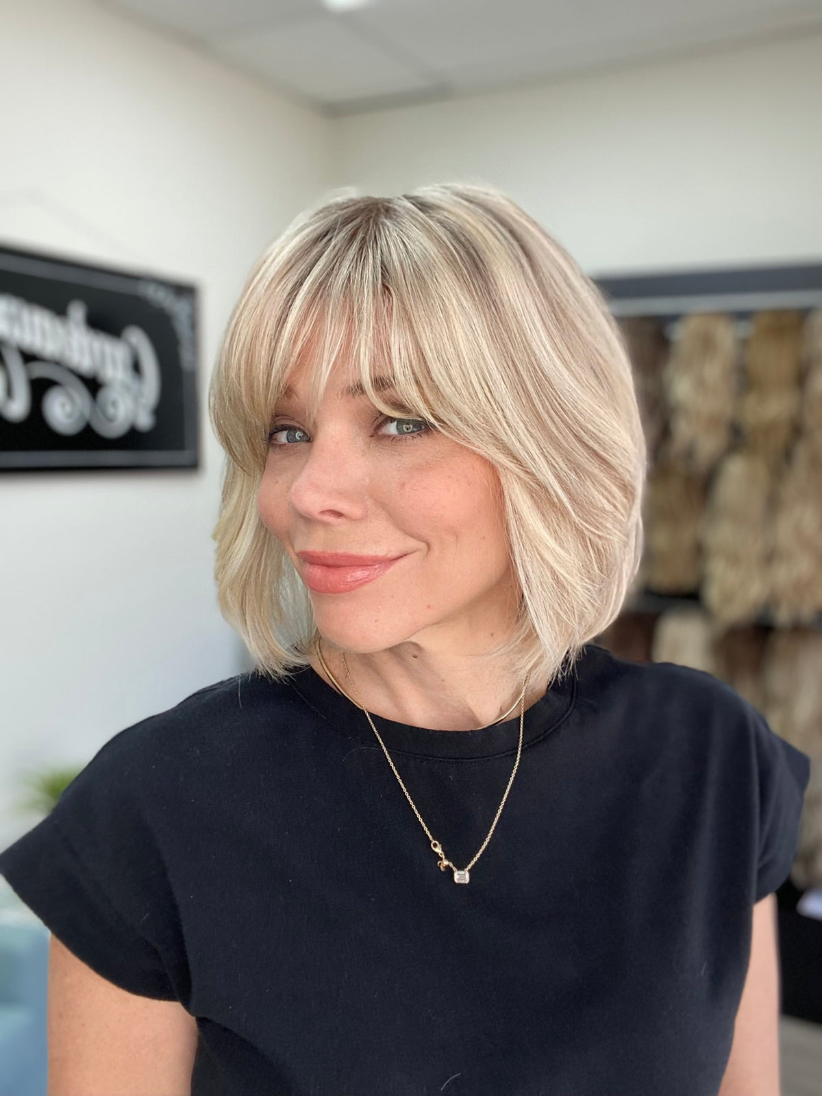 HUMAN HAIR EUROPEAN HAND TIED SHORT MONO TOP WIG (MEDIUM CAP) # 8768