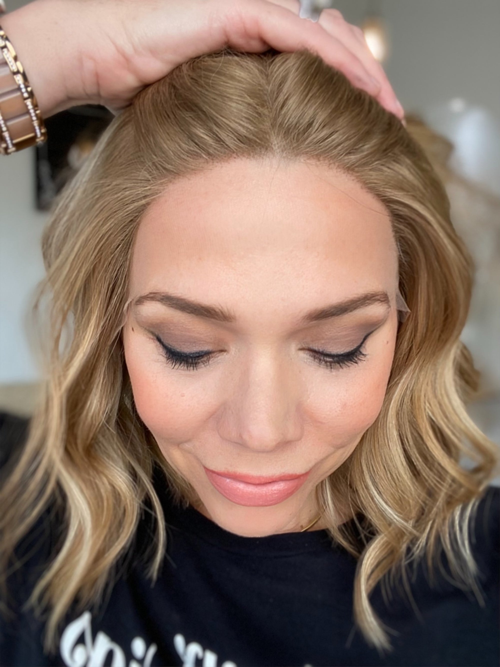 STOCK # LM414.6 GARDEAUX DELUXE DOUBLE LACE TOP SILICONE LINED WIG (MEDIUM CAP)