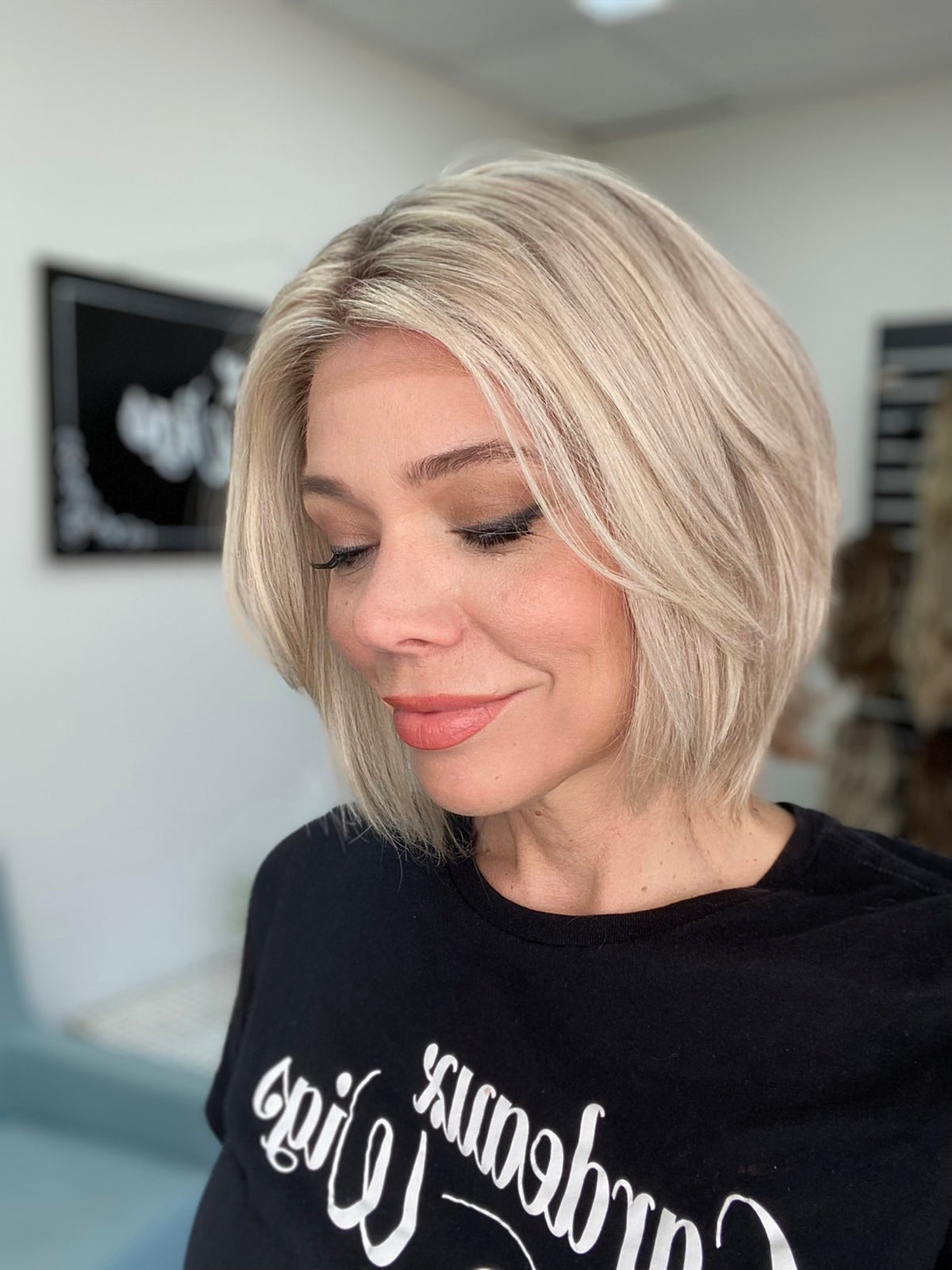 HUMAN HAIR EUROPEAN HAND TIED SHORT MONO TOP WIG (MEDIUM CAP) #8761