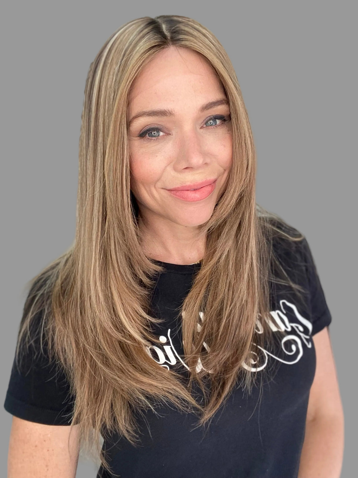 human hair warm blonde straight wig 
