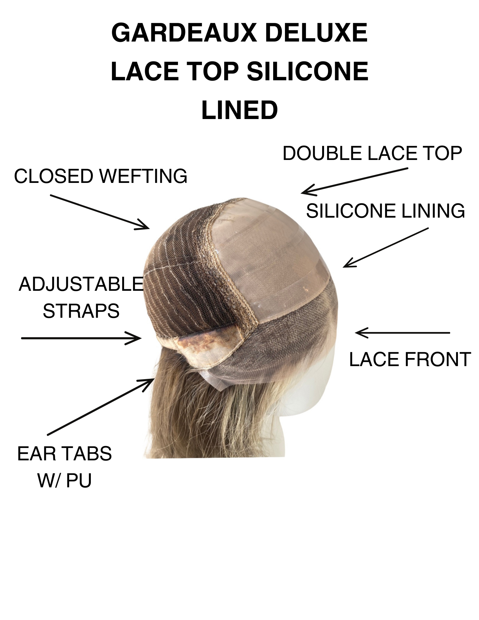 # G8263 GARDEAUX DELUXE DOUBLE LACE TOP SILICONE LINED WIG (MEDIUM CAP)