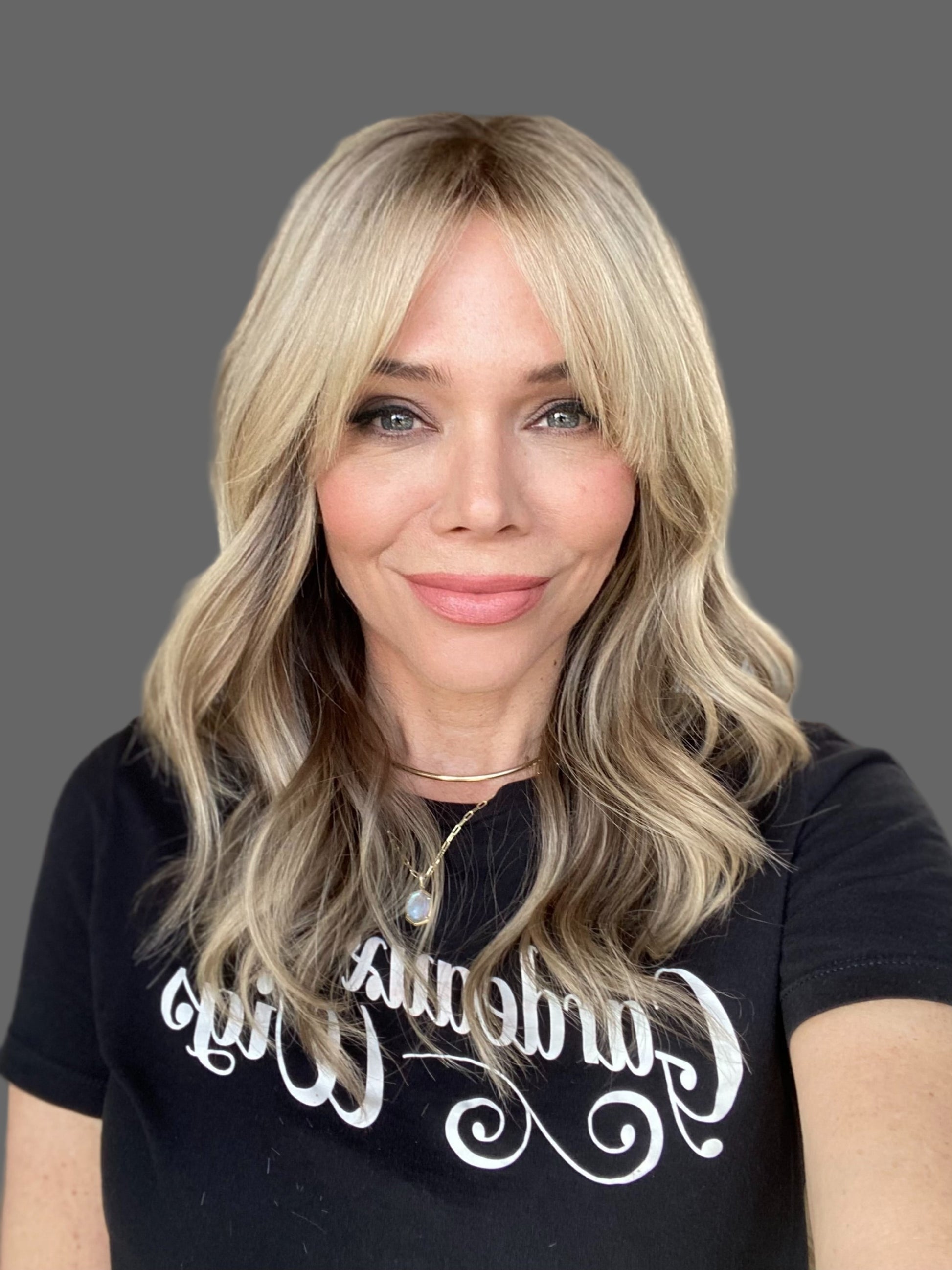 Human hair mono top blonde wig with bangs