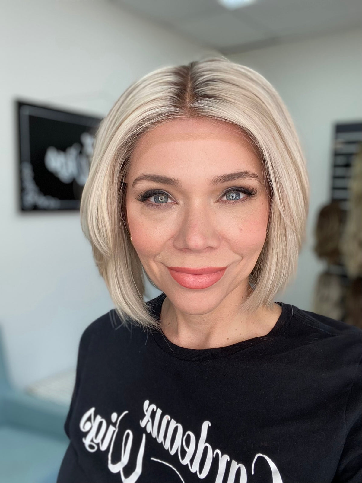 HUMAN HAIR EUROPEAN HAND TIED SHORT MONO TOP WIG (MEDIUM CAP) #8761