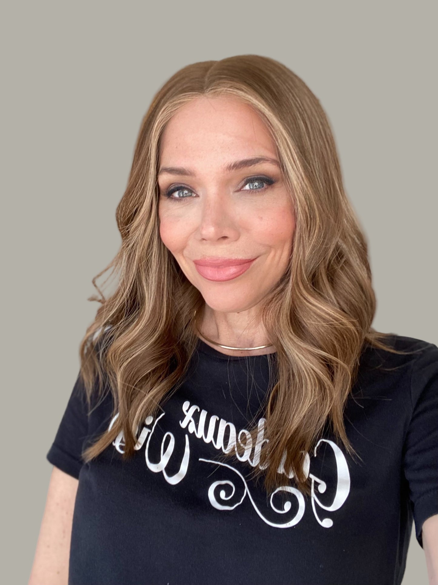 Closed wefted double lace top warm caramel colored wig 