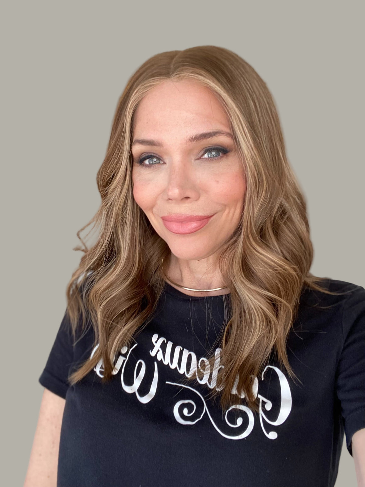 Closed wefted double lace top warm caramel colored wig 