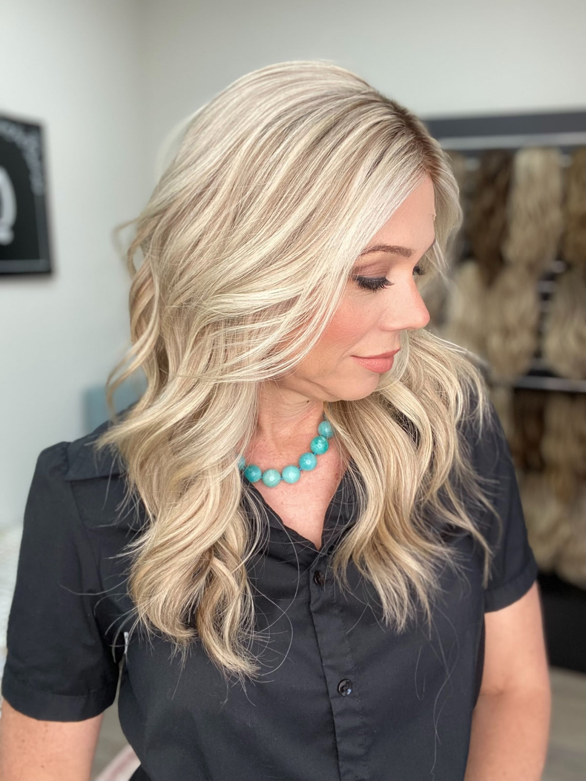 HUMAN HAIR HAND TIED DOUBLE MONO TOP WIG (MEDIUM CAP) # 8751