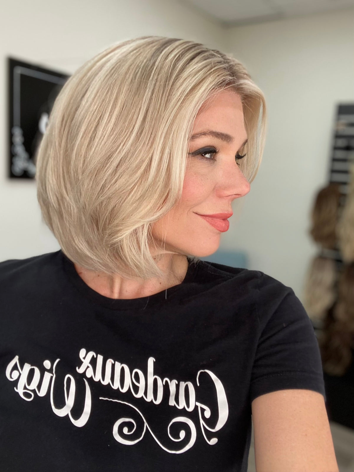 HUMAN HAIR EUROPEAN HAND TIED SHORT MONO TOP WIG (MEDIUM CAP) #8761
