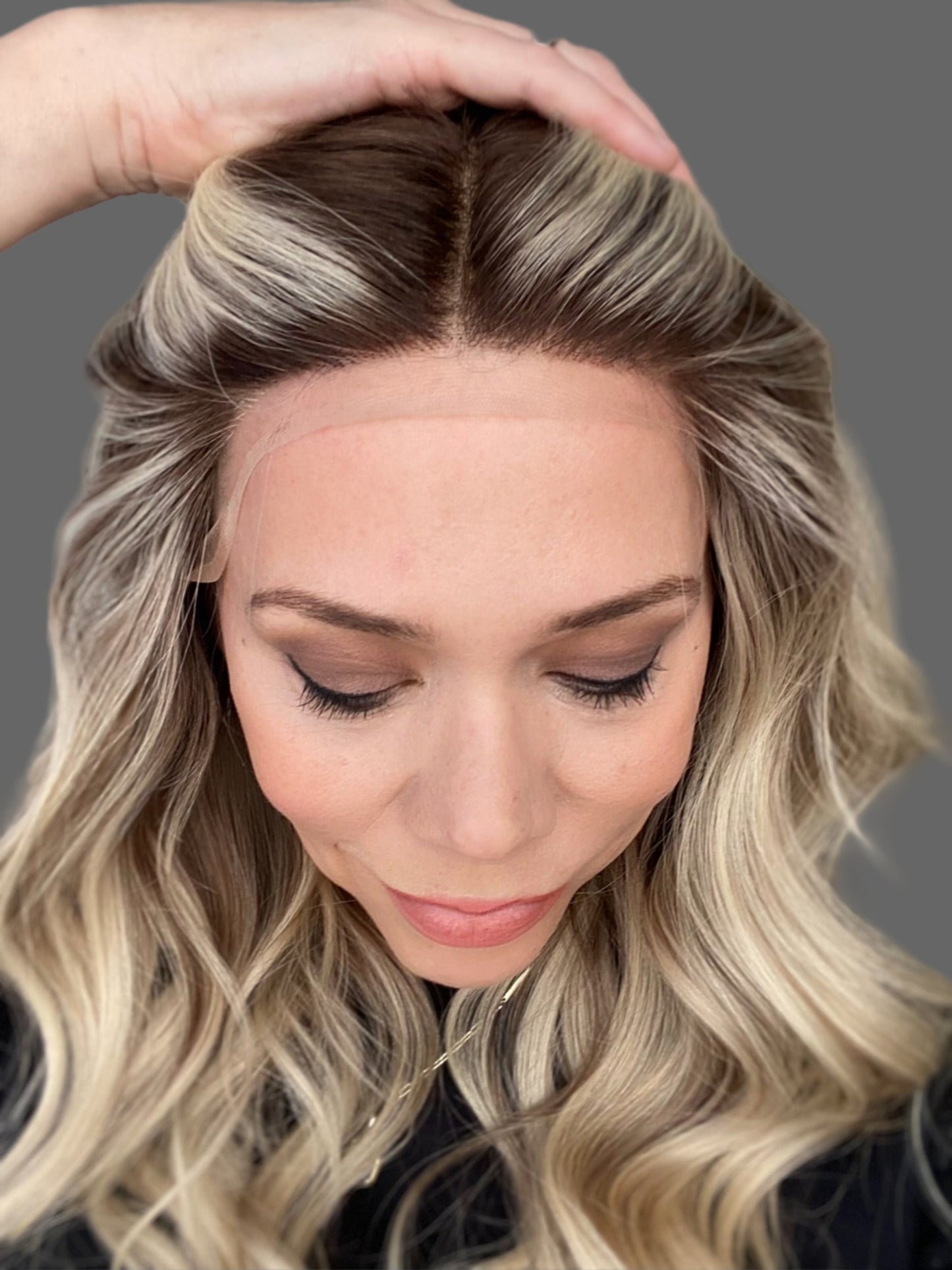 HUMAN HAIR HAND TIED, SILICONE LINED GRIPPER WIG (LARGE CAP) # 8571