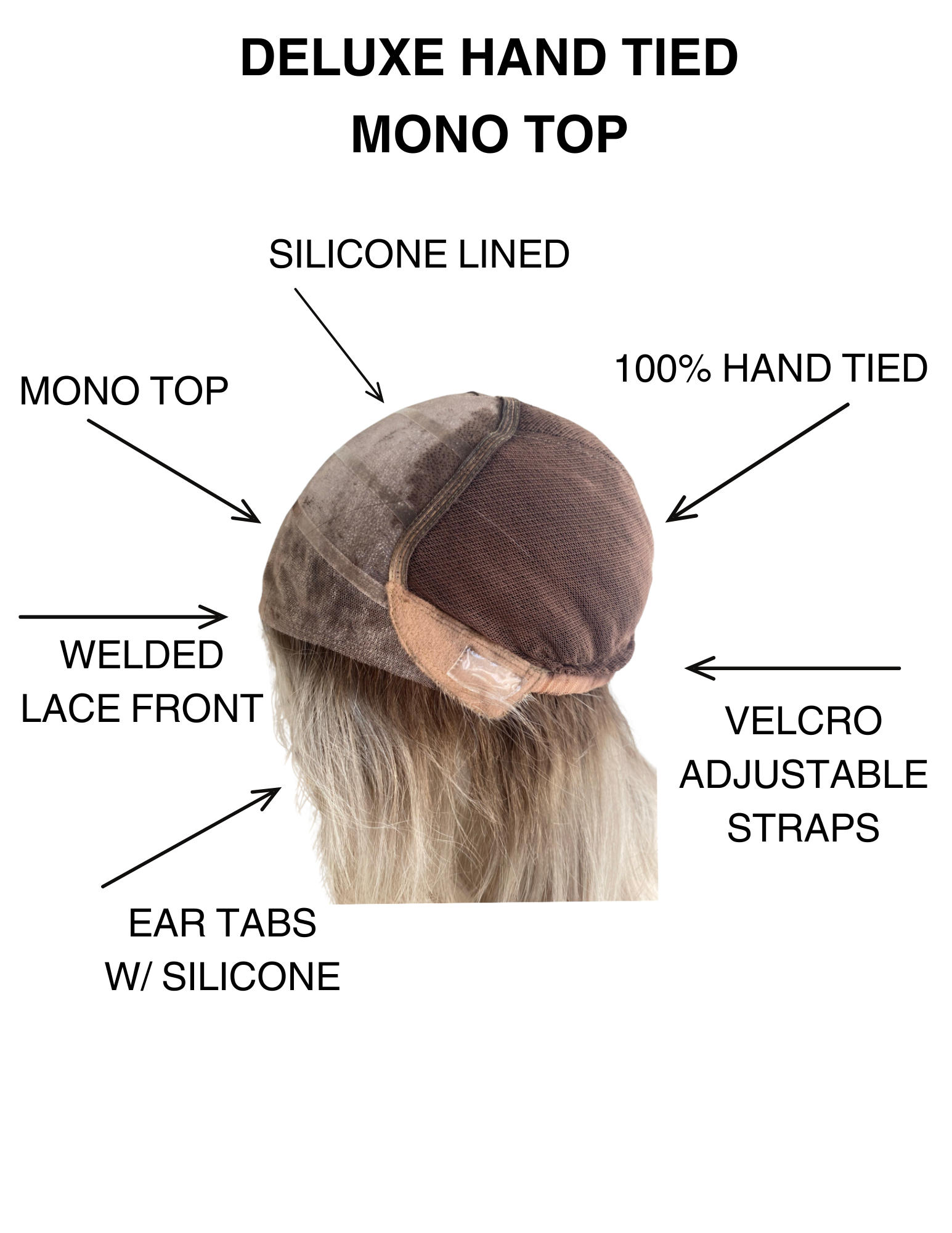 STOCK # JL06-344 GARDEAUX DELUXE HAND TIED MONO TOP WIG (MEDIUM CAP)