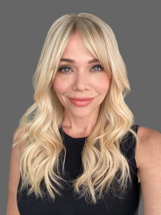 blonde human hair wig with bangs 