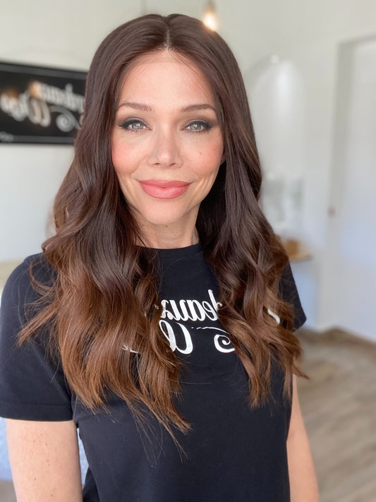 HUMAN HAIR HAND TIED SILICONE LINED WIG STOCK # JL2-320.14 (MEDIUM CAP)