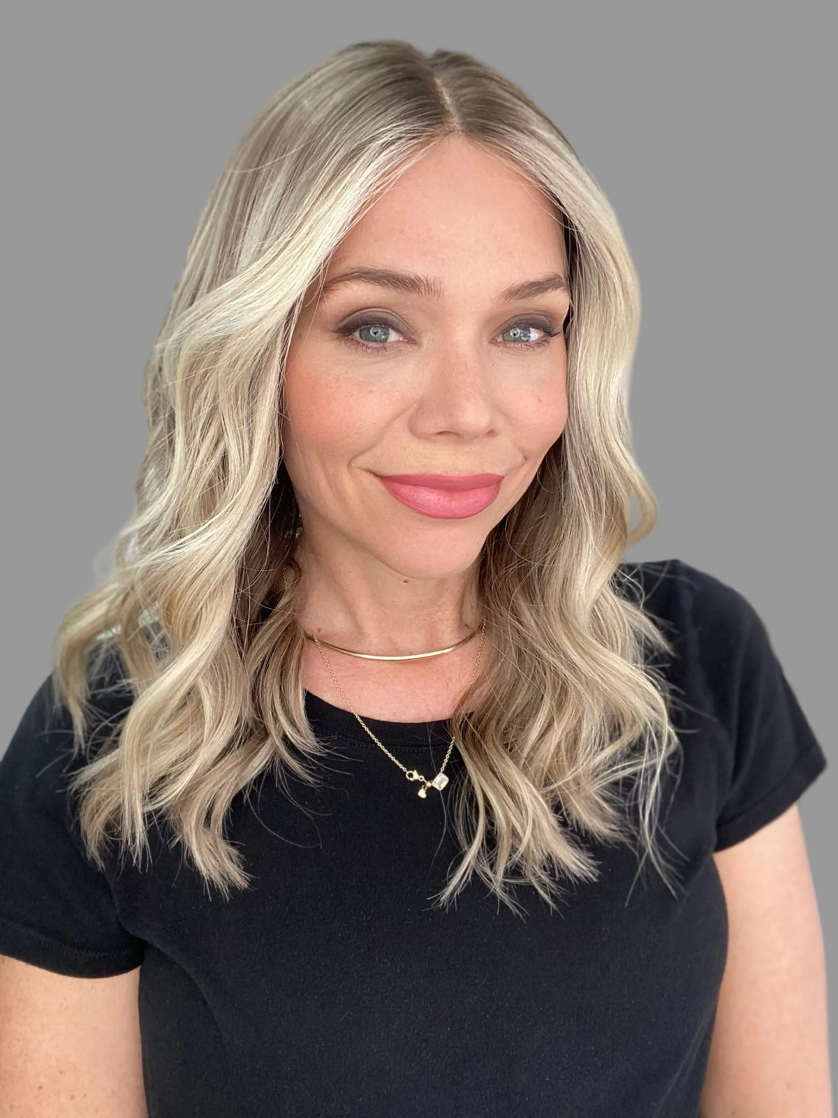 Human hair lace top blonde wig 