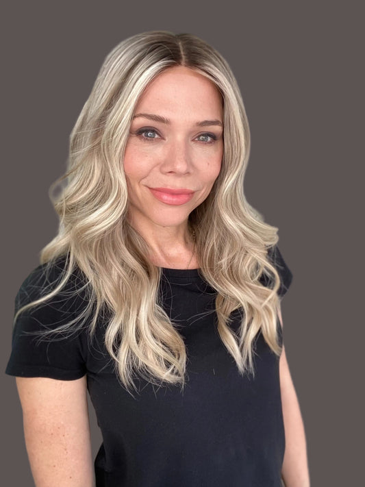 Human hair wig, hand tied lace top lace ,front ash tone bleached knots