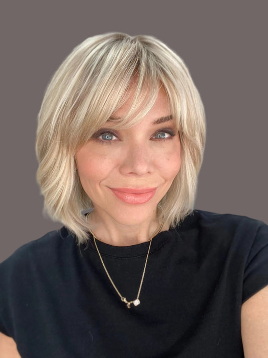 Chin length blonde  European human hair wig