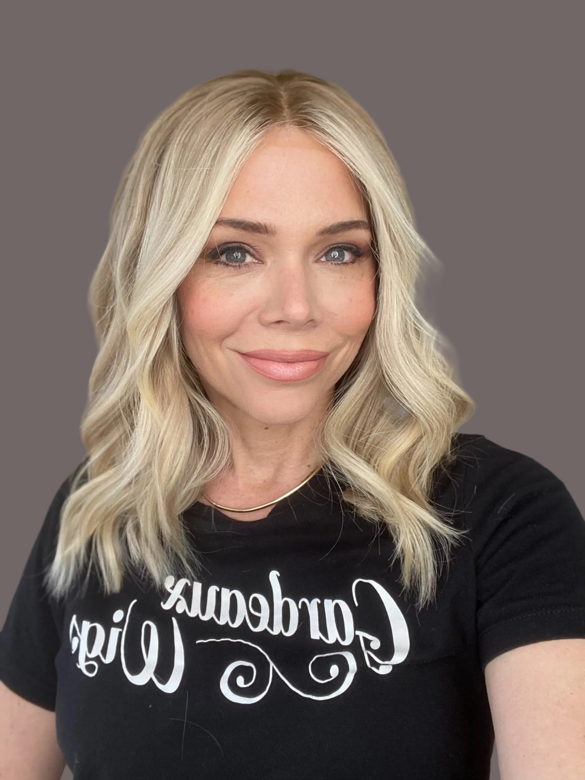 Soft blonde rooted human hair silicone lined wig