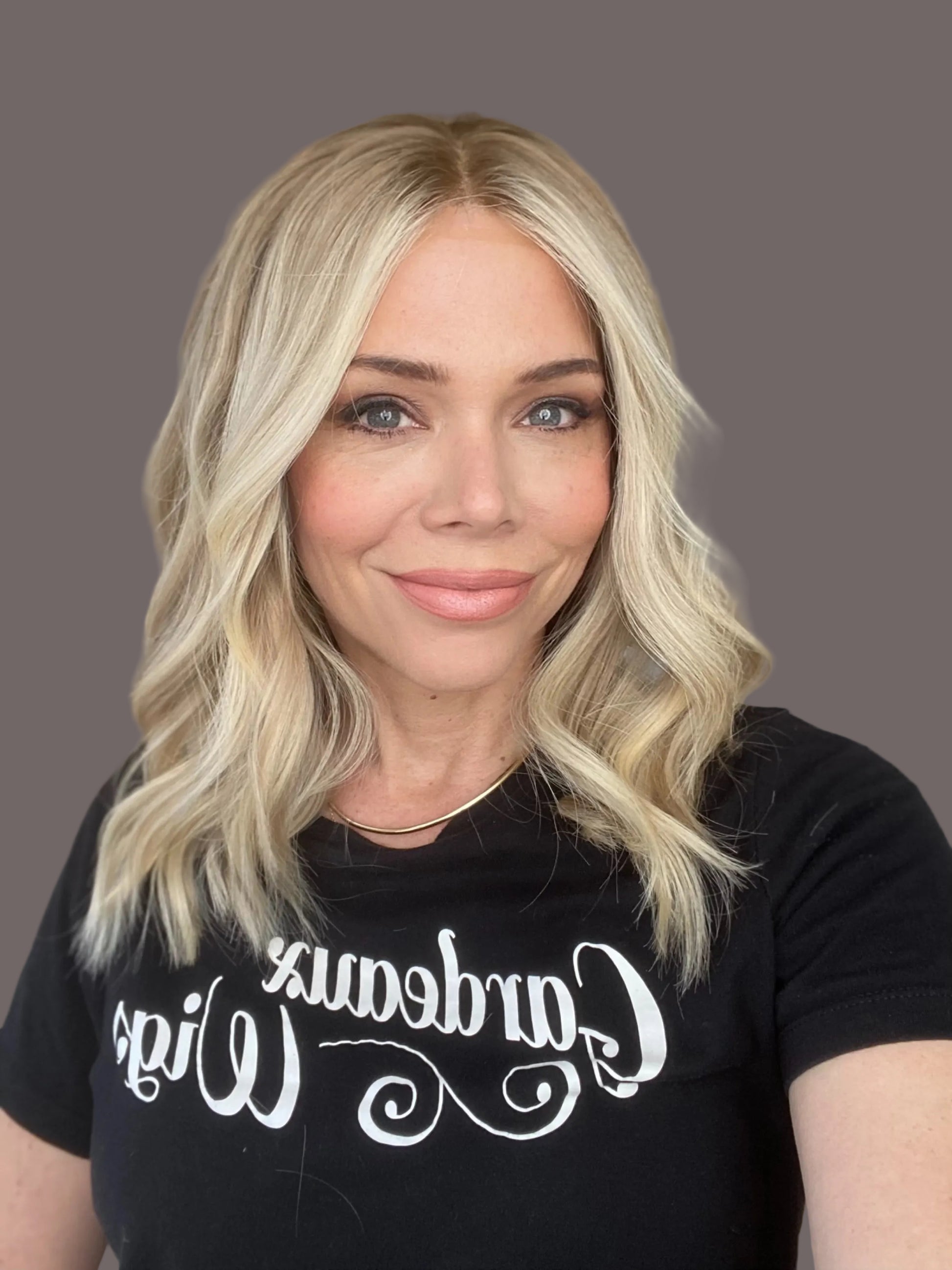 Soft blonde rooted human hair silicone lined wig
