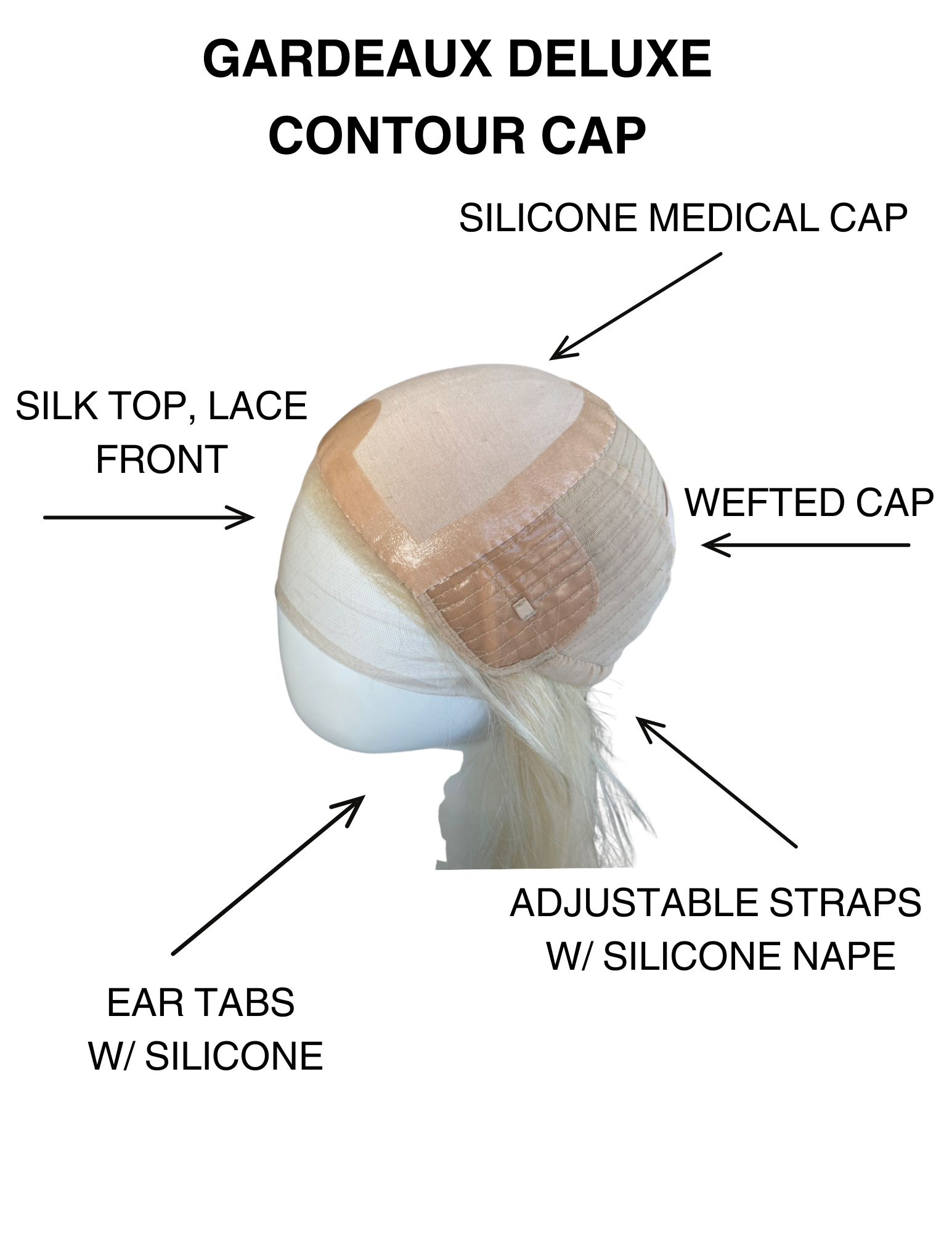#8477 GARDEAUX DELUXE HAND TIED CONTOUR CAP (MEDIUM CAP)