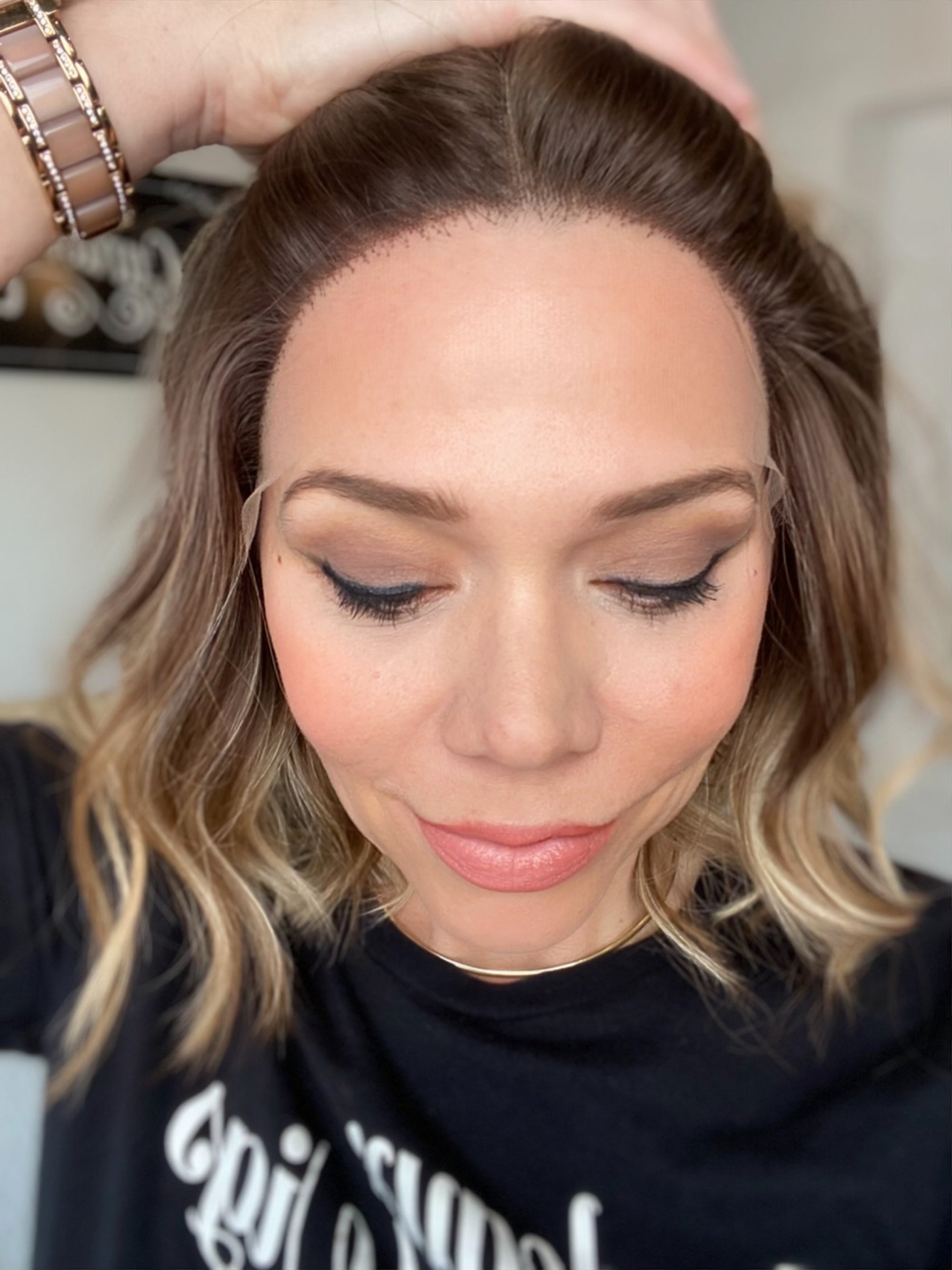 STOCK # LM413.6 GARDEAUX DELUXE DOUBLE LACE TOP SILICONE LINED WIG (SMALL CAP)