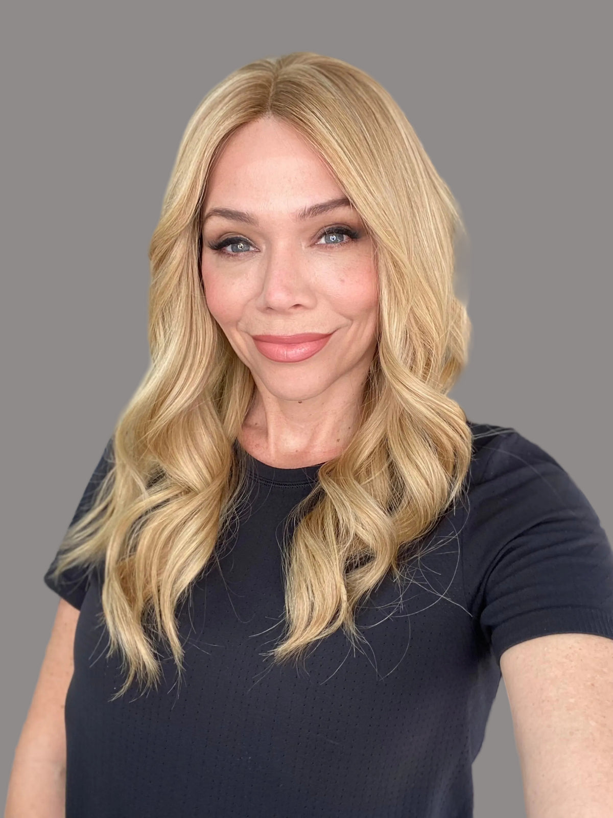 Human hair hand tied warm blonde wig 