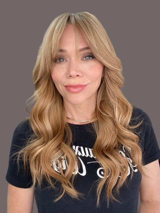 Warm praline colored human hair wig 