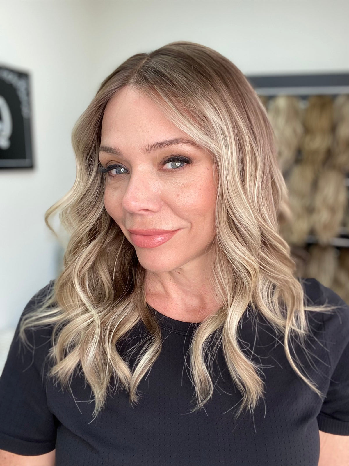 HUMAN HAIR HAND TIED MONO TOP W/ LACE FRONT WIG (MEDIUM CAP) # 8756