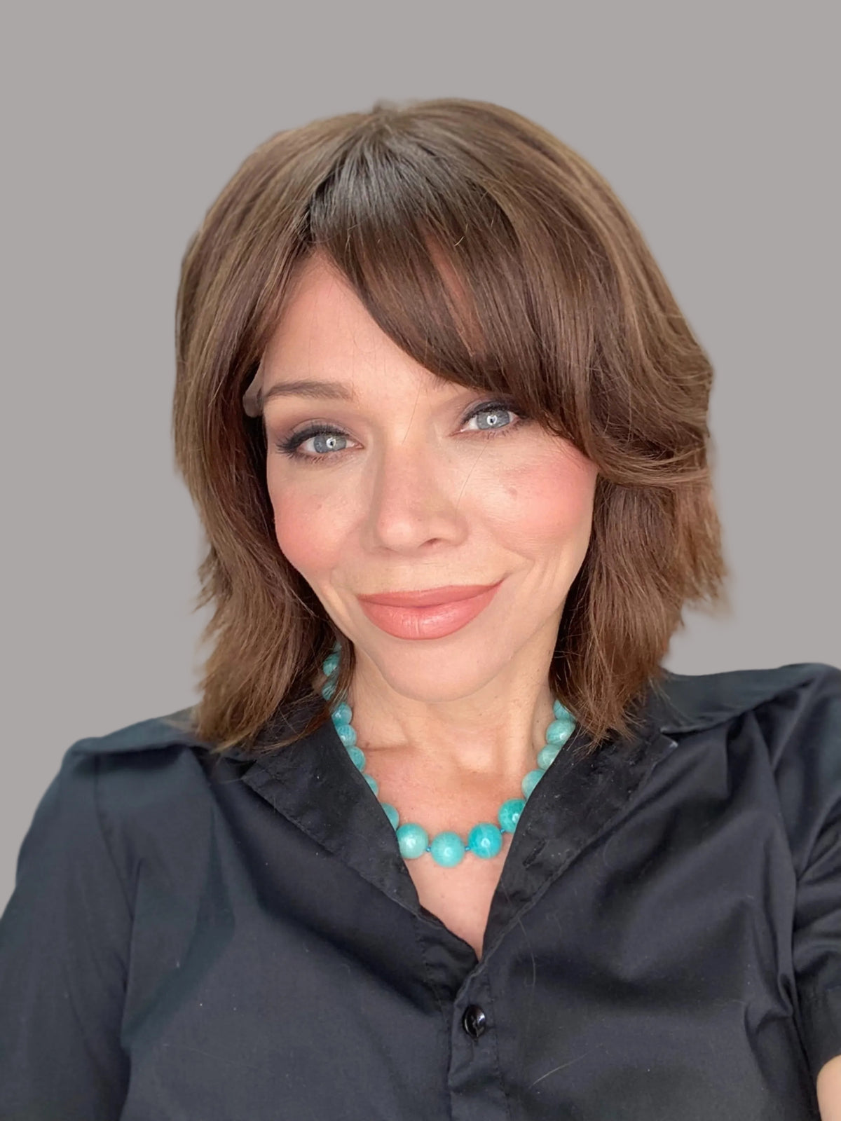 European Human hair warm brunette short wig 