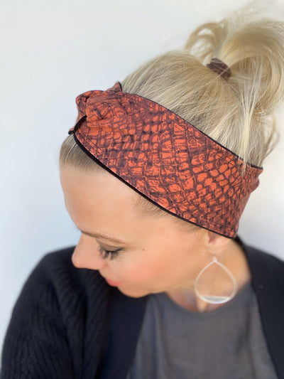 Knotted Snakeskin Print Headband