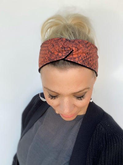 Knotted Snakeskin Print Headband