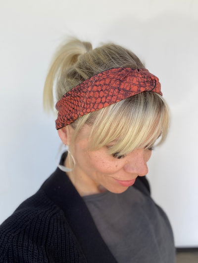 Knotted Snakeskin Print Headband