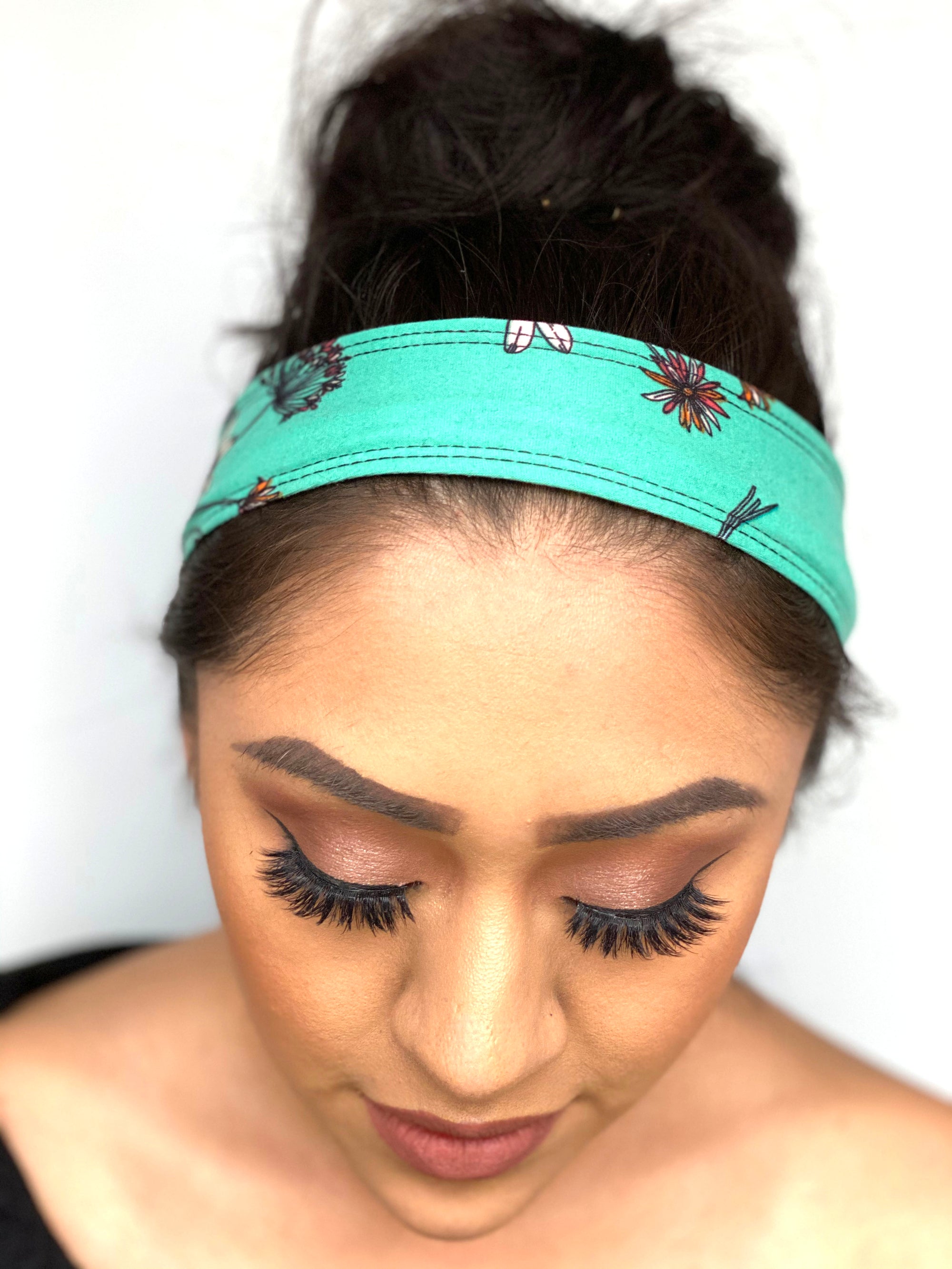 Turquoise Floral Print Headband